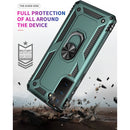For Samsung Galaxy S21 FE Shockproof TPU + PC Protective Case with 360 Degree Rotating Holder(Green)