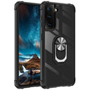 For Samsung Galaxy S21 FE Shockproof Transparent TPU + Acrylic Protective Case with Ring Holder(Black Silver)