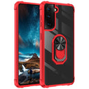 For Samsung Galaxy S21 FE Shockproof Transparent TPU + Acrylic Protective Case with Ring Holder(Red)