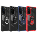 For Samsung Galaxy S21 FE Shockproof Transparent TPU + Acrylic Protective Case with Ring Holder(Black Silver)