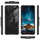 For Samsung Galaxy S21 FE Shockproof Transparent TPU + Acrylic Protective Case with Ring Holder(Red)