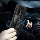 For Samsung Galaxy S21 FE Shockproof Transparent TPU + Acrylic Protective Case with Ring Holder(Red)