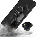 For Samsung Galaxy S21 FE Shockproof Transparent TPU + Acrylic Protective Case with Ring Holder(Black Silver)
