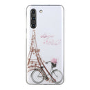 For Samsung Galaxy S21 FE Coloured Drawing Pattern Transparent TPU Protective Case(Tower Bicycle)