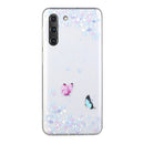 For Samsung Galaxy S21 FE Coloured Drawing Pattern Transparent TPU Protective Case(Flower Butterfly)
