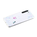 For Samsung Galaxy S21 FE Coloured Drawing Pattern Transparent TPU Protective Case(Flower Butterfly)