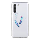For Samsung Galaxy S21 FE Coloured Drawing Pattern Transparent TPU Protective Case(Feather)