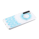 For Samsung Galaxy S21 FE Coloured Drawing Pattern Transparent TPU Protective Case(Blue Flower)