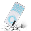 For Samsung Galaxy S21 FE Coloured Drawing Pattern Transparent TPU Protective Case(Blue Flower)