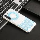 For Samsung Galaxy S21 FE Coloured Drawing Pattern Transparent TPU Protective Case(Blue Flower)