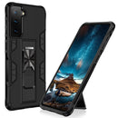 For Samsung Galaxy S21 FE Soldier Armor Shockproof TPU + PC Magnetic Protective Case with Holder(Black)