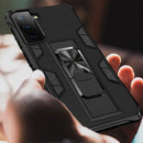 For Samsung Galaxy S21 FE Soldier Armor Shockproof TPU + PC Magnetic Protective Case with Holder(Black)