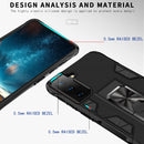 For Samsung Galaxy S21 FE Soldier Armor Shockproof TPU + PC Magnetic Protective Case with Holder(Black)
