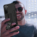 For Samsung Galaxy S21 FE Soldier Armor Shockproof TPU + PC Magnetic Protective Case with Holder(Black)