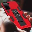 For Samsung Galaxy S21 FE Soldier Armor Shockproof TPU + PC Magnetic Protective Case with Holder(Red)