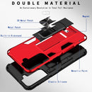 For Samsung Galaxy S21 FE Soldier Armor Shockproof TPU + PC Magnetic Protective Case with Holder(Red)
