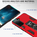 For Samsung Galaxy S21 FE Soldier Armor Shockproof TPU + PC Magnetic Protective Case with Holder(Red)