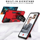 For Samsung Galaxy S21 FE Soldier Armor Shockproof TPU + PC Magnetic Protective Case with Holder(Red)
