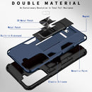 For Samsung Galaxy S21 FE Soldier Armor Shockproof TPU + PC Magnetic Protective Case with Holder(Blue)