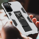 For Samsung Galaxy S21 FE Soldier Armor Shockproof TPU + PC Magnetic Protective Case with Holder(Silver)