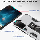 For Samsung Galaxy S21 FE Soldier Armor Shockproof TPU + PC Magnetic Protective Case with Holder(Silver)