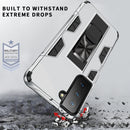 For Samsung Galaxy S21 FE Soldier Armor Shockproof TPU + PC Magnetic Protective Case with Holder(Silver)