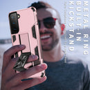 For Samsung Galaxy S21 FE Soldier Armor Shockproof TPU + PC Magnetic Protective Case with Holder(Rose Gold)