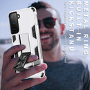 For Samsung Galaxy S21 FE Soldier Armor Shockproof TPU + PC Magnetic Protective Case with Holder(White)