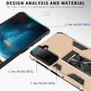 For Samsung Galaxy S21 FE Soldier Armor Shockproof TPU + PC Magnetic Protective Case with Holder(Gold)