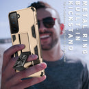 For Samsung Galaxy S21 FE Soldier Armor Shockproof TPU + PC Magnetic Protective Case with Holder(Gold)