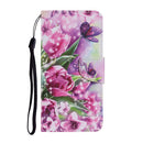 For Samsung Galaxy A22 4G Coloured Drawing Pattern Horizontal Flip PU Leather Case with Holder & Card Slots & Wallet & Lanyard(Rose Butterfly)