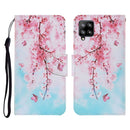 For Samsung Galaxy A22 4G Coloured Drawing Pattern Horizontal Flip PU Leather Case with Holder & Card Slots & Wallet & Lanyard(Cherry Blossoms)