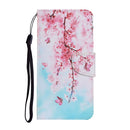 For Samsung Galaxy A22 4G Coloured Drawing Pattern Horizontal Flip PU Leather Case with Holder & Card Slots & Wallet & Lanyard(Cherry Blossoms)