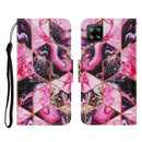 For Samsung Galaxy A22 4G Coloured Drawing Pattern Horizontal Flip PU Leather Case with Holder & Card Slots & Wallet & Lanyard(Purple Marble)
