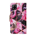 For Samsung Galaxy A22 4G Coloured Drawing Pattern Horizontal Flip PU Leather Case with Holder & Card Slots & Wallet & Lanyard(Purple Marble)