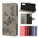 For Samsung Galaxy S21 FE Butterflies Embossing Horizontal Flip Leather Case with Holder & Card Slots & Wallet(Grey)