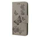 For Samsung Galaxy S21 FE Butterflies Embossing Horizontal Flip Leather Case with Holder & Card Slots & Wallet(Grey)