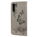For Samsung Galaxy S21 FE Butterflies Embossing Horizontal Flip Leather Case with Holder & Card Slots & Wallet(Grey)