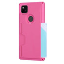For Google Pixel 4a Armor Shockproof TPU + PC Hard Case with Card Slot Holder(Rose Red)