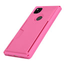 For Google Pixel 4a Armor Shockproof TPU + PC Hard Case with Card Slot Holder(Rose Red)