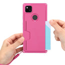 For Google Pixel 4a Armor Shockproof TPU + PC Hard Case with Card Slot Holder(Rose Red)