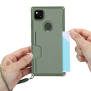 For Google Pixel 4a Armor Shockproof TPU + PC Hard Case with Card Slot Holder(Green)