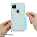For Google Pixel 4a Armor Shockproof TPU + PC Hard Case with Card Slot Holder(Light Blue)