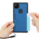 For Google Pixel 4a Armor Shockproof TPU + PC Hard Case with Card Slot Holder(Black Blue)