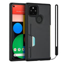 For Google Pixel 5 Armor Shockproof TPU + PC Hard Case with Card Slot Holder(Black)