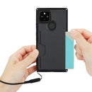 For Google Pixel 5 Armor Shockproof TPU + PC Hard Case with Card Slot Holder(Black)