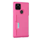 For Google Pixel 5 Armor Shockproof TPU + PC Hard Case with Card Slot Holder(Rose Red)