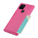 For Google Pixel 5 Armor Shockproof TPU + PC Hard Case with Card Slot Holder(Rose Red)