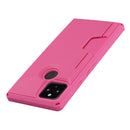 For Google Pixel 5 Armor Shockproof TPU + PC Hard Case with Card Slot Holder(Rose Red)