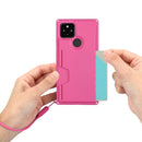 For Google Pixel 5 Armor Shockproof TPU + PC Hard Case with Card Slot Holder(Rose Red)